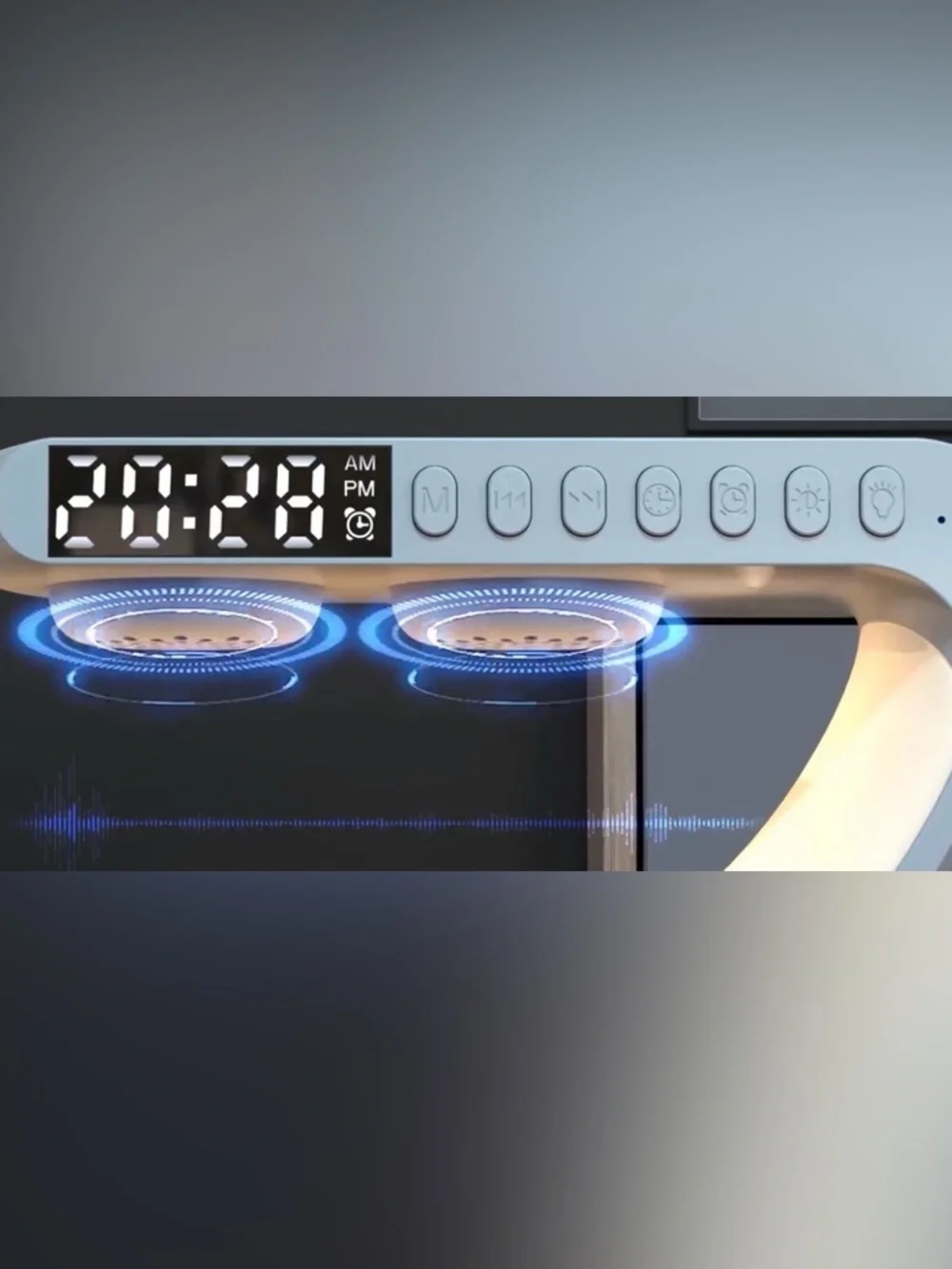LED RGB C-Shaped Desk Lamp with Digital Clock & Wireless Charging